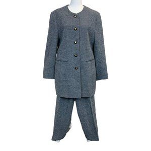 Avoca Collection Vintage Irish Wool Pant Suit In Heathered Gray Size 18